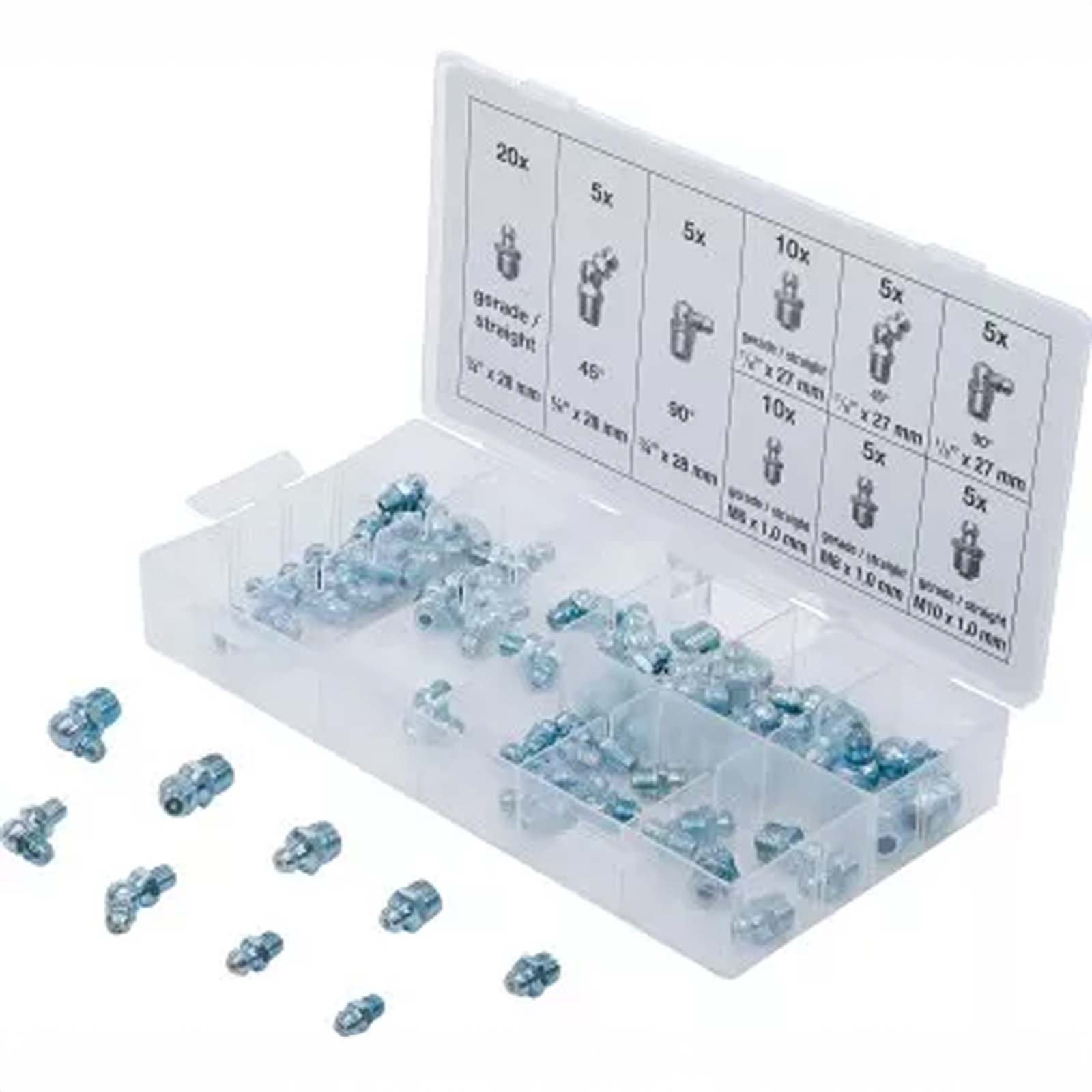 BGS 8065-1 Smeernippel assortiment (metrisch/ inch) 70dlg - Afbeelding 3