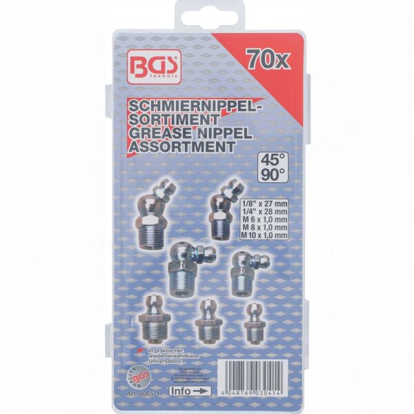 BGS 8065-1 Smeernippel assortiment (metrisch/ inch) 70dlg