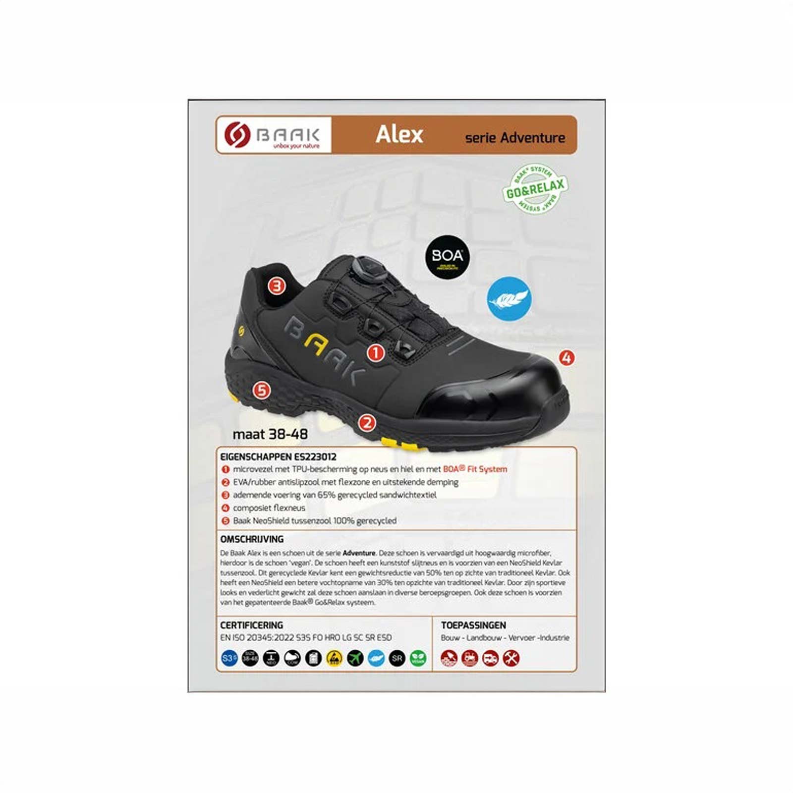 Baak Alex S3 S laag zwart BOA - Afbeelding 3
