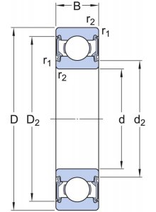 Skf 6200-2RSH Groefkogellager met afdichtingen (10x30x9mm) - Afbeelding 2