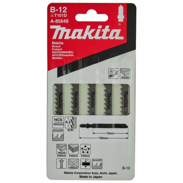 Makita A-85640 Decoupeerzaagblad hout/kunststof 74mm B-12, T101D (5 stuks)