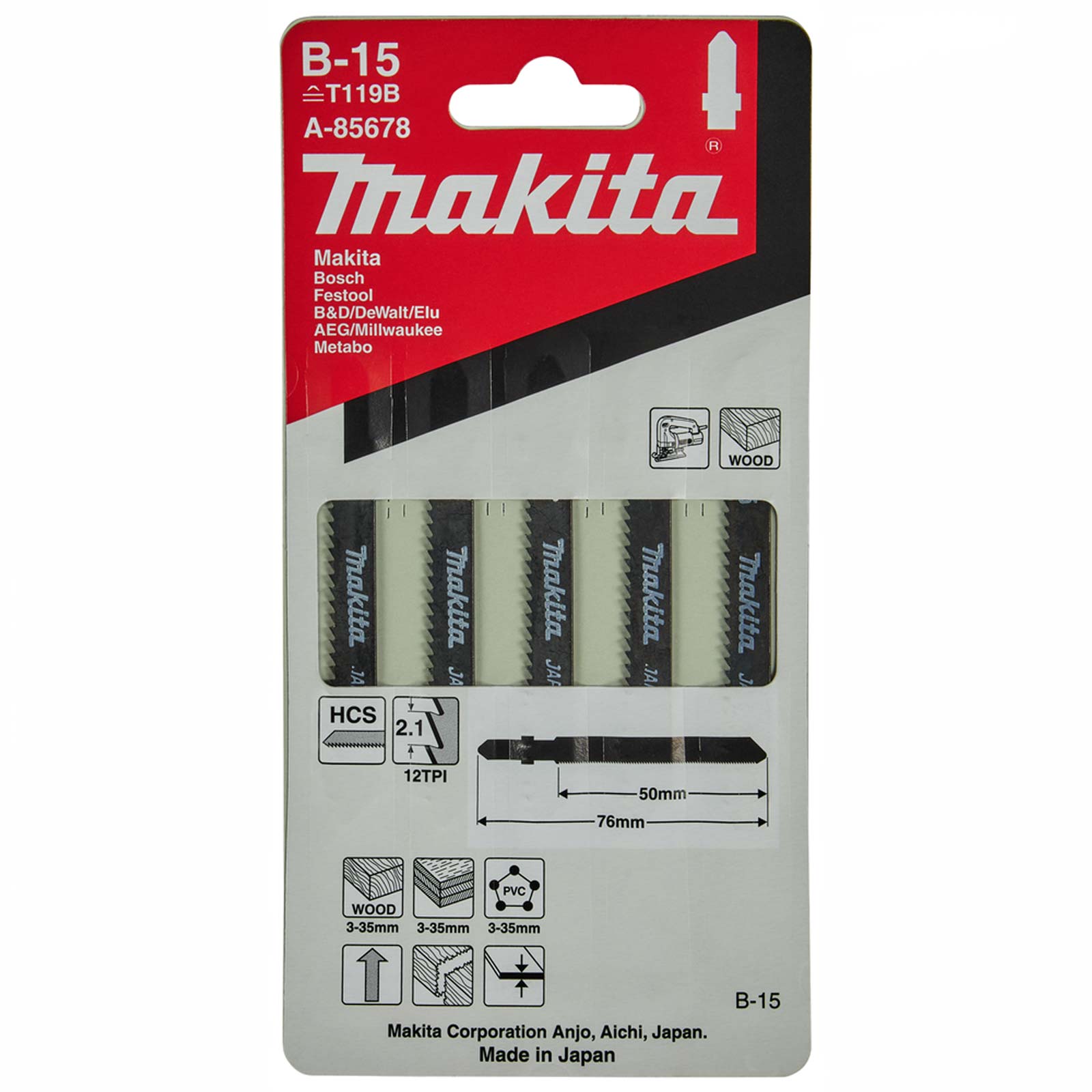 Makita A-85678 B-15 Decoupeerzaagblad 5st.