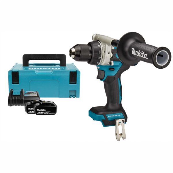 Makita DDF486RTJ Boor-/schroefmachine 18V in mbox, met 5A accu (2x) + lader