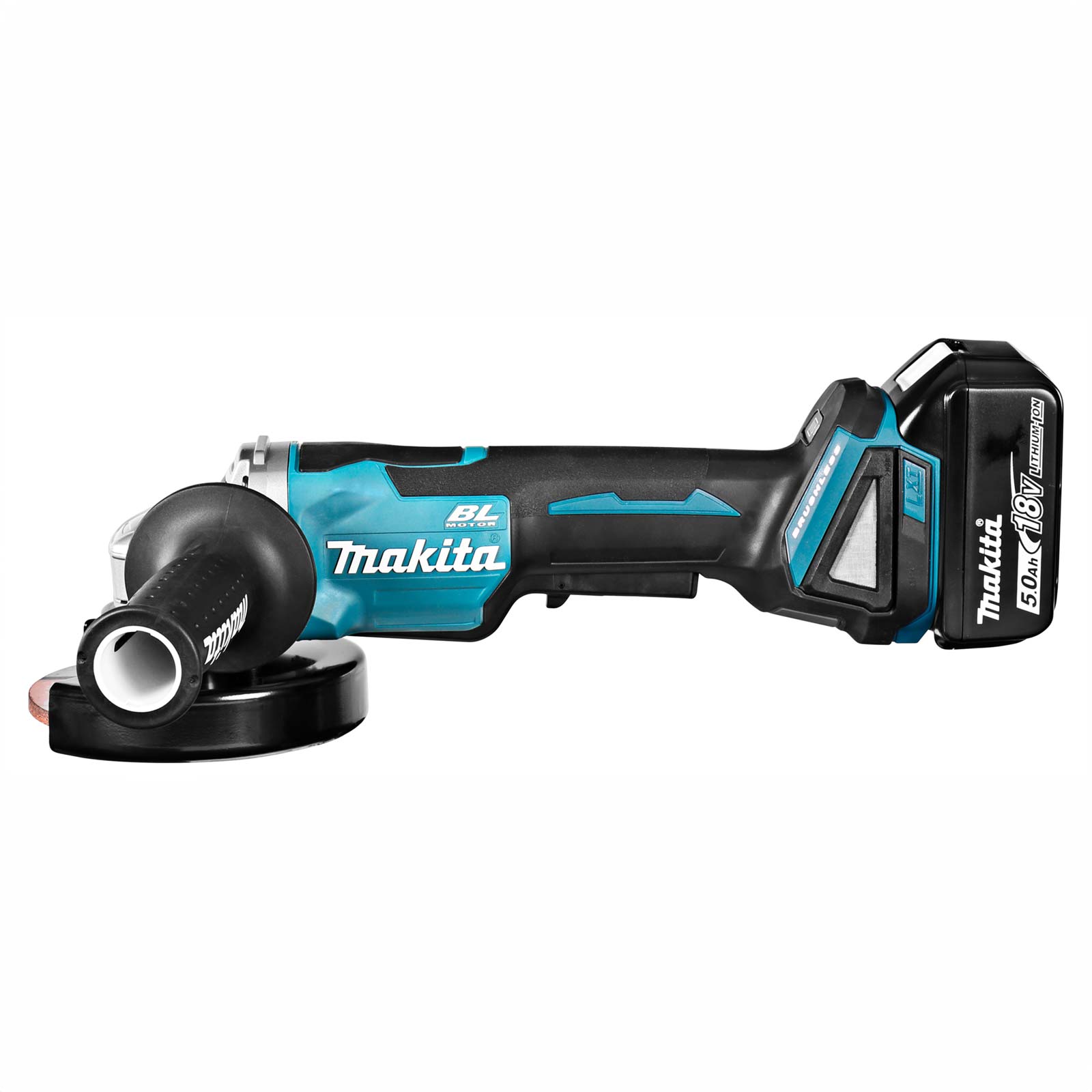 MAKITA DGA505RTJ Haakse slijper 18v 125 mm in Mbox, 5A accu (2st)+ snellader