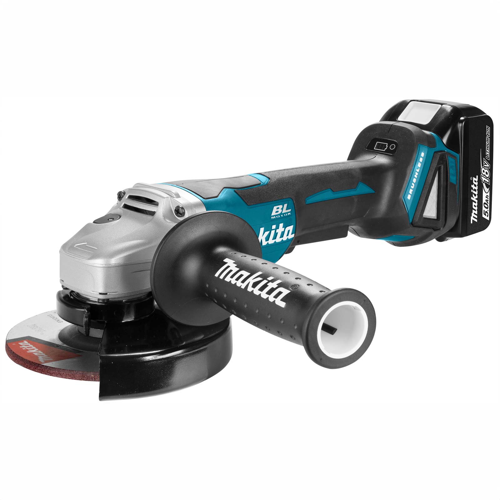 MAKITA DGA505RTJ Haakse slijper 18v 125 mm in Mbox, 5A accu (2st)+ snellader - Afbeelding 2