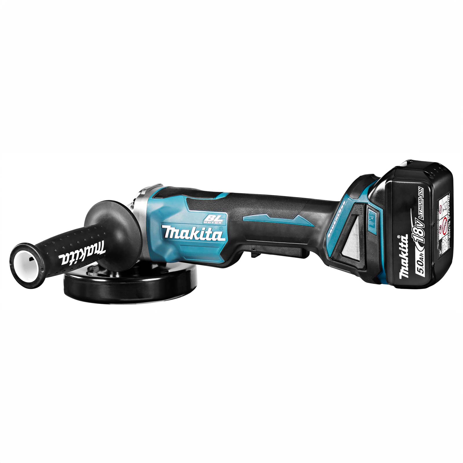 MAKITA DGA505RTJ Haakse slijper 18v 125 mm in Mbox, 5A accu (2st)+ snellader - Afbeelding 4