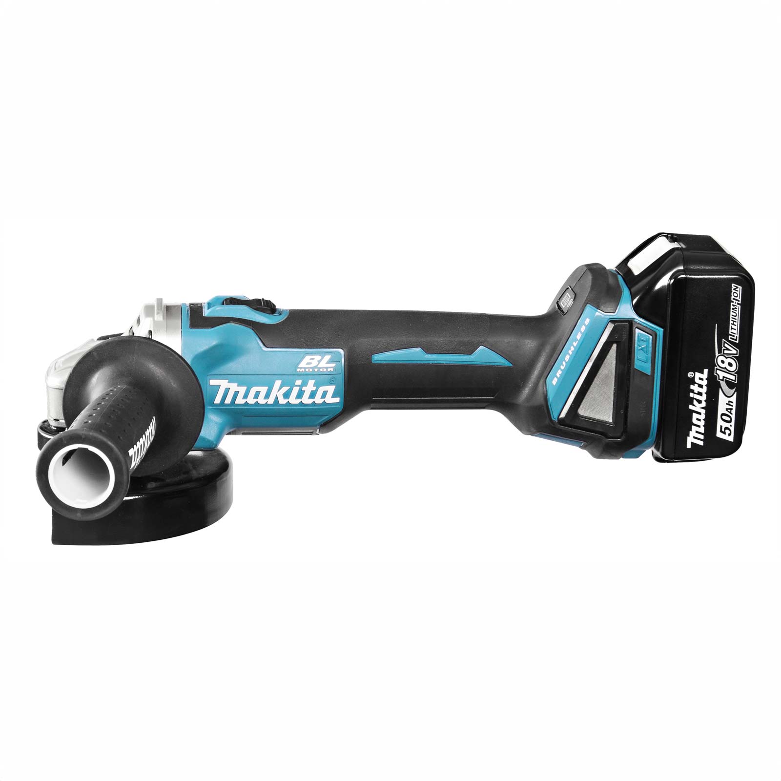 MAKITA DGA506RTJ Haakse slijper 18v 125 mm in Mbox, 5A accu (2st)+ snellader