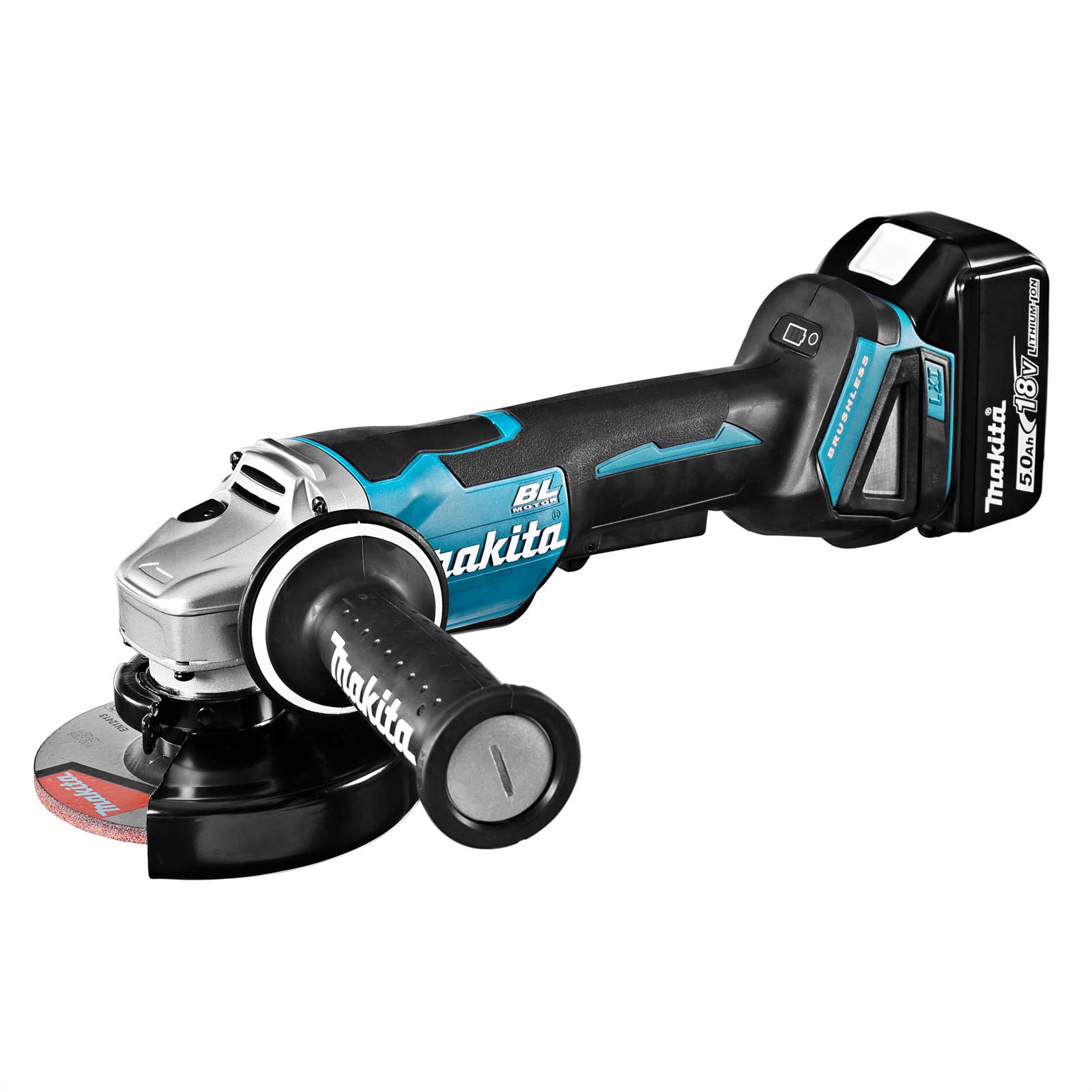 MAKITA DGA508RTJ Haakse slijper 18v 125 mm in Mbox, 5A accu (2st)+ snellader - Afbeelding 2