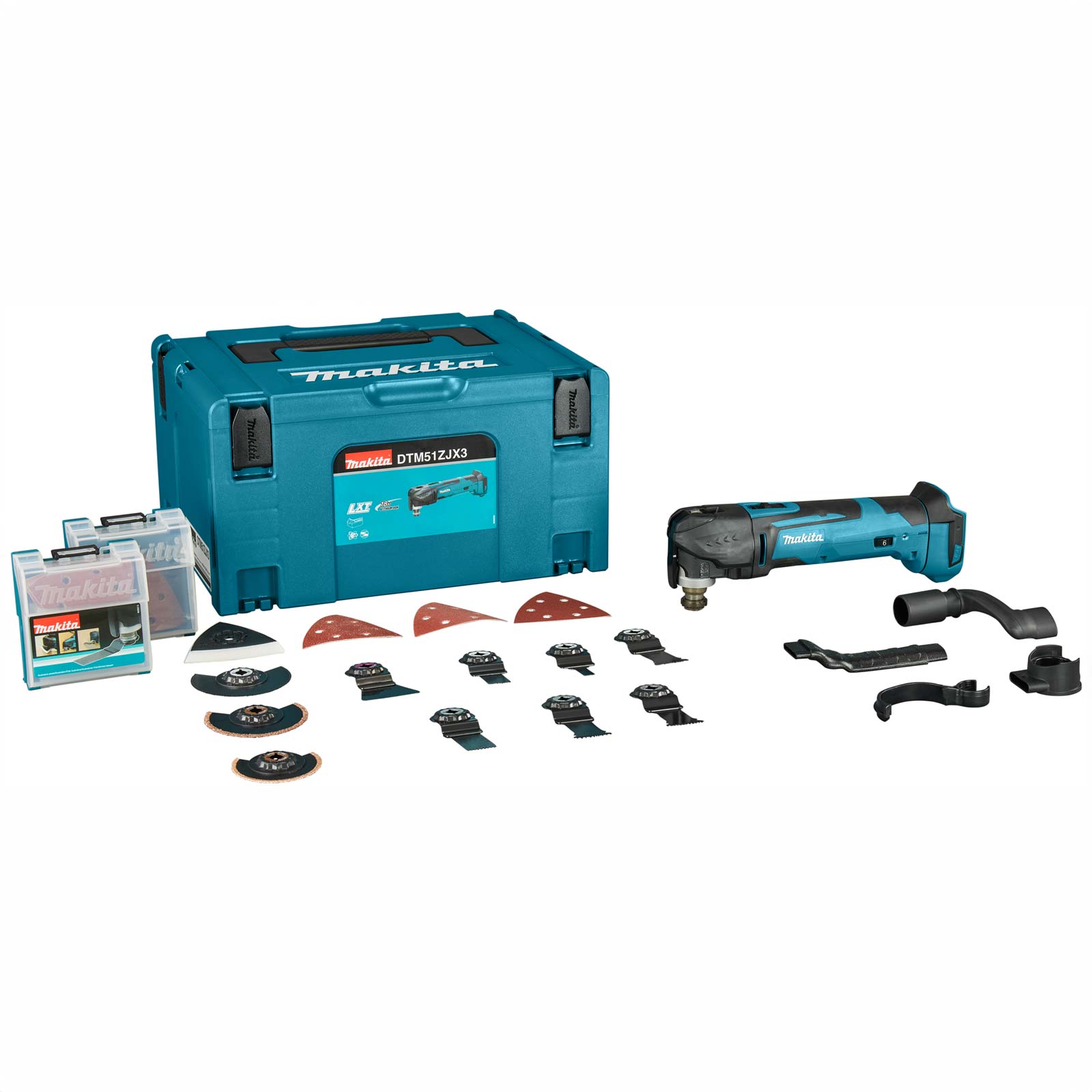 Makita DTM51ZJX3 Mulititool 18V + accessoire set in Mbox, zonder accu's en lader - Afbeelding 2