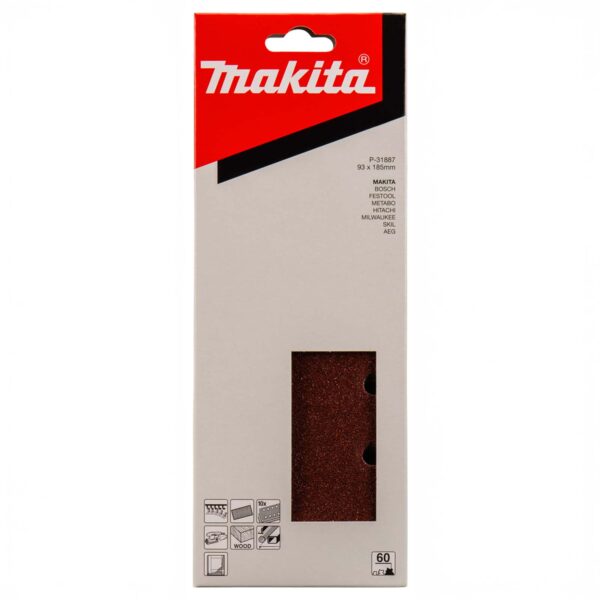 MAKITA P-31887 Schuurvel 93x185mm K60 Red Velcro 10st