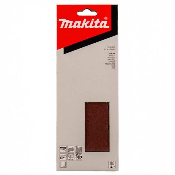 MAKITA P-31902 Schuurvel 93x185mm K100 Red Velcro 10st