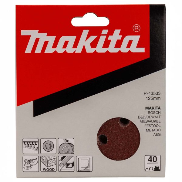 MAKITA P-43533 Schuurschijf 125mm rond K40 red velcro 10st