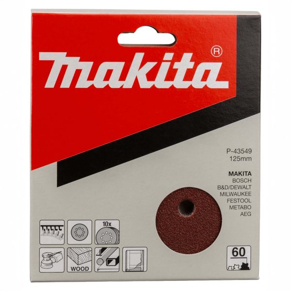 MAKITA P-43549 Schuurschijf 125mm rond K60 red velcro 10st