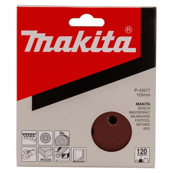 MAKITA P-43577 Schuurschijf 125mm rond K120 red velcro 10st