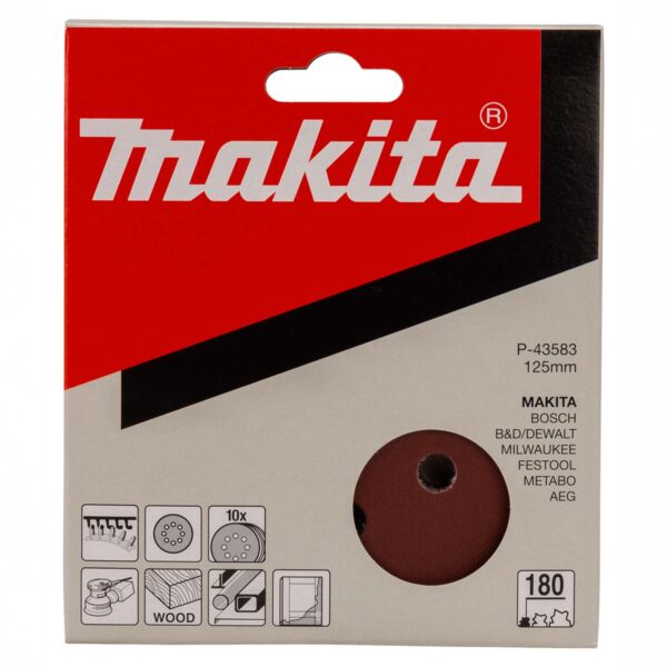 MAKITA P-43583 Schuurschijf 125mm rond K180 red velcro 10st