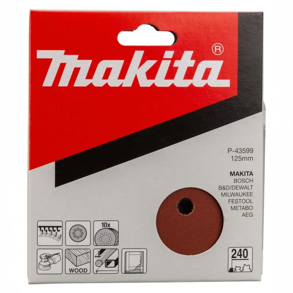 MAKITA P-43599 Schuurschijf 125mm rond K240 red velcro 10st