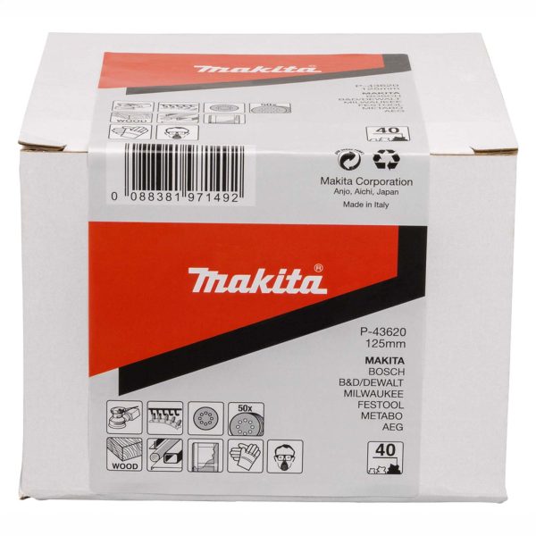 MAKITA P-43620 Schuurschijf 125mm rond K40 red velcro 50st