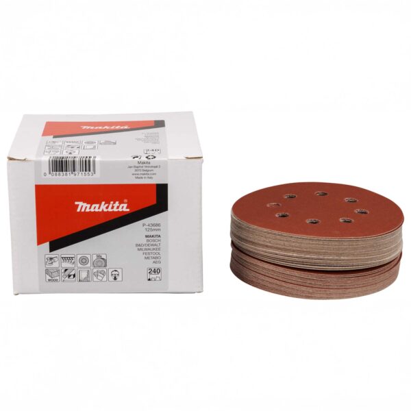 MAKITA P-43686 Schuurschijf 125mm rond K240 red velcro 50st