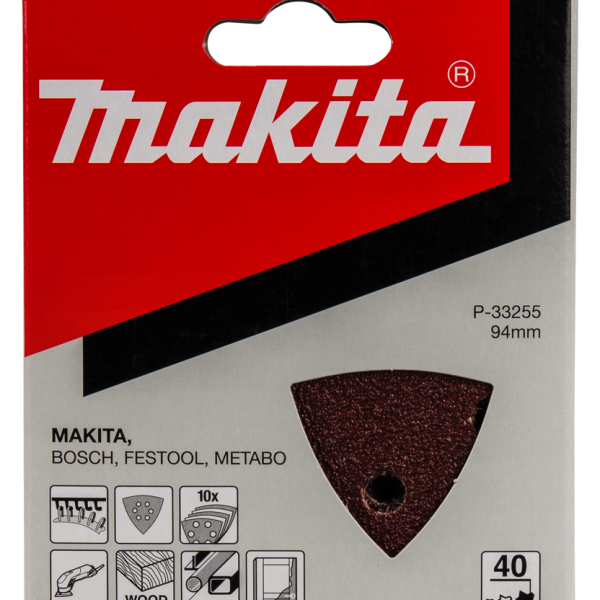 MAKITA P-33255 schuurvel 94mm driehoek K40 Red Velcro 10st