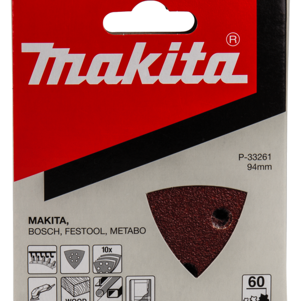 MAKITA P-33261 schuurvel 94mm driehoek K60 Red Velcro 10st