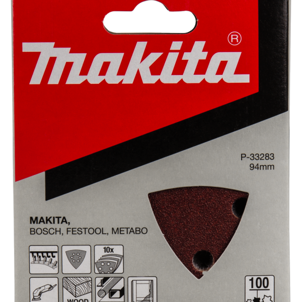 MAKITA P-33283 schuurvel 94mm driehoek K100 Red Velcro 10st