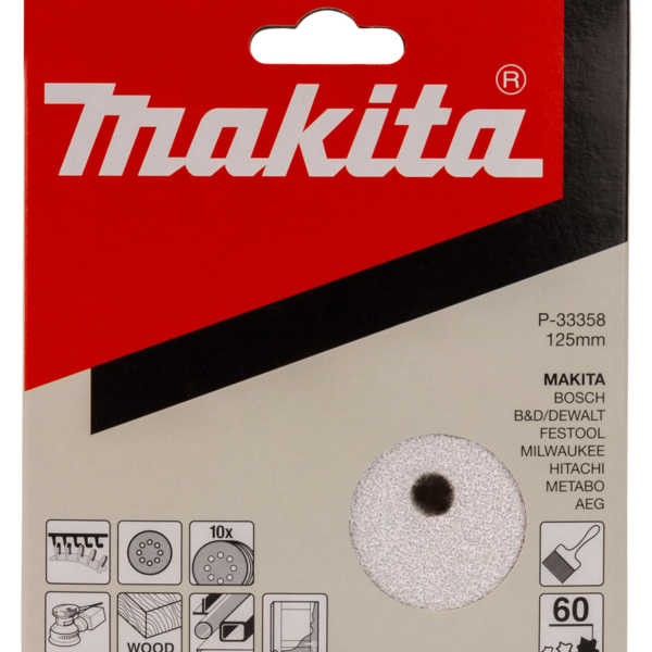 MAKITA P-33358 Schuurschijf 125mm rond K60 wit velcro 10st