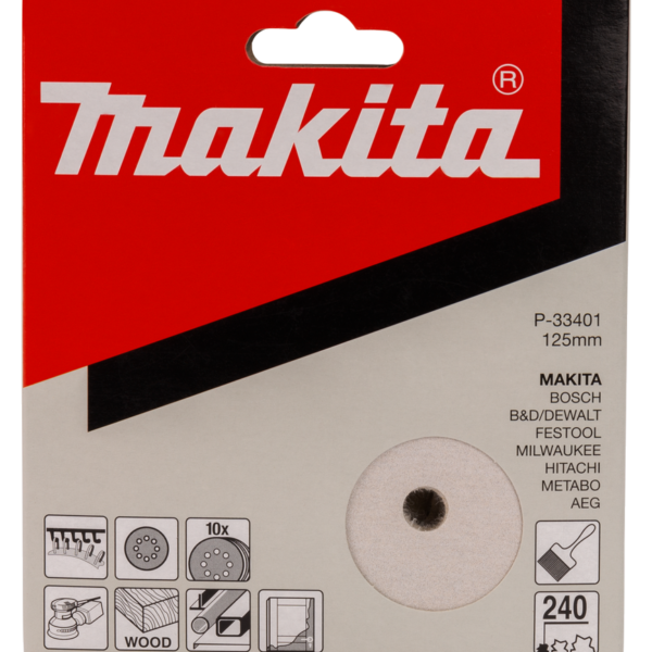 MAKITA P-33401 Schuurschijf 125mm rond K240 wit velcro 10st