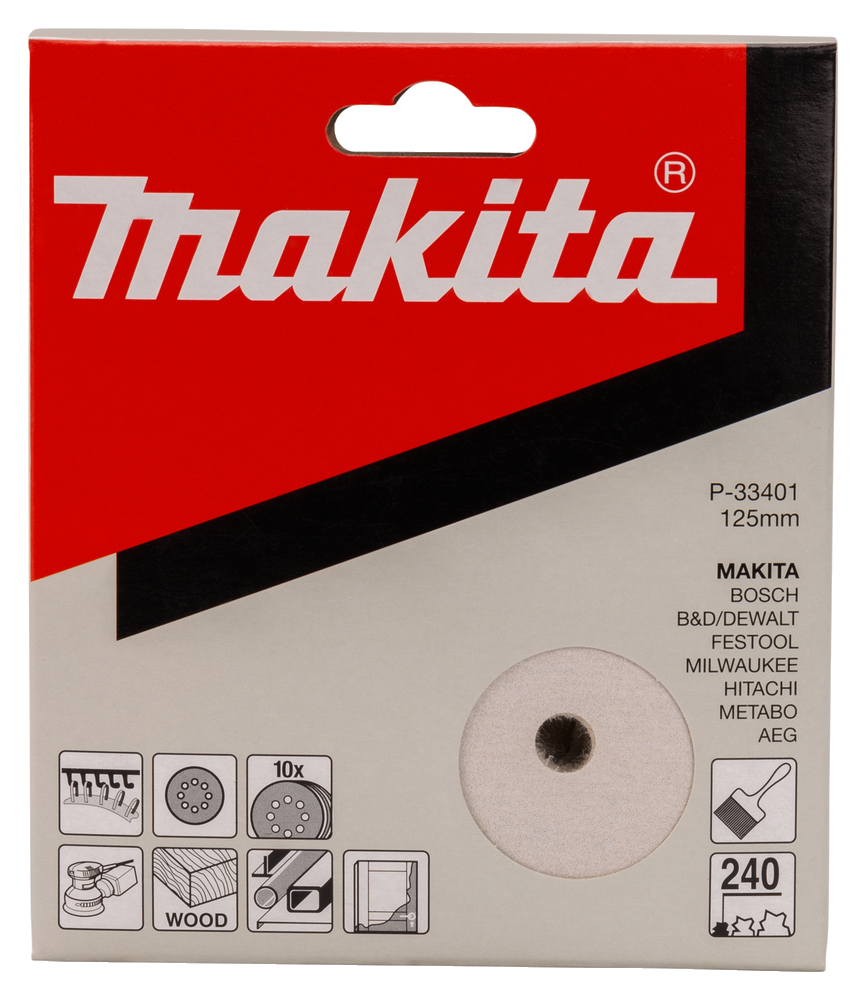 MAKITA P-33401 Schuurschijf 125mm rond K240 wit velcro 10st