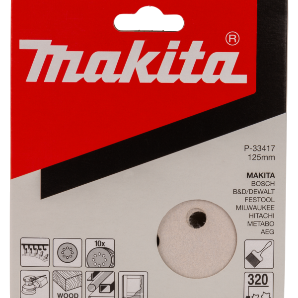 MAKITA P-33417 Schuurschijf 125mm rond K320 wit velcro 10st