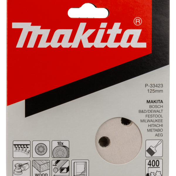 MAKITA P-33423 Schuurschijf 125mm rond K400 wit velcro 10st